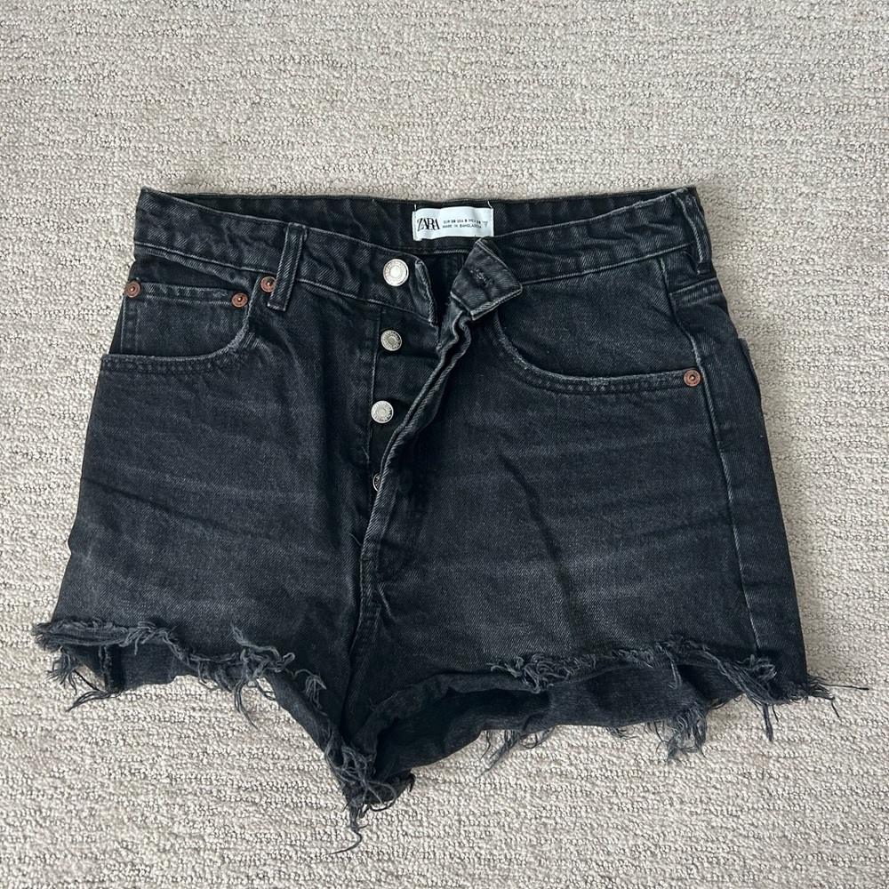 Zara Black Denim Women Shorts - Size 6